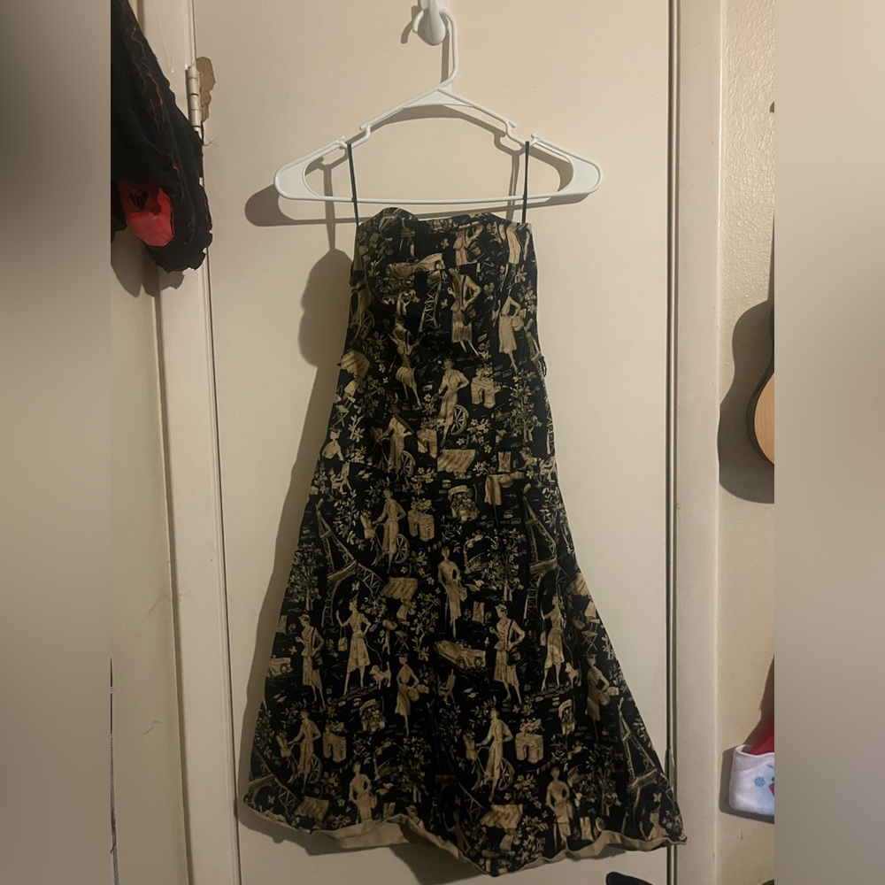 vintage mid length paris themed dress